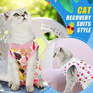 4 Pieces Cat Recovery Suits Cotton Recovery Body Wraps Breathable Kittens Recovery Clothes for Cats Small Dogs Abdominal Recovery Weaning (Banana, Football, Strawberry, Donut,M)