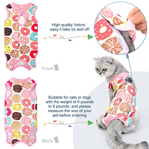 4 Pieces Cat Recovery Suits Cotton Recovery Body Wraps Breathable Kittens Recovery Clothes for Cats Small Dogs Abdominal Recovery Weaning (Banana, Football, Strawberry, Donut,M)