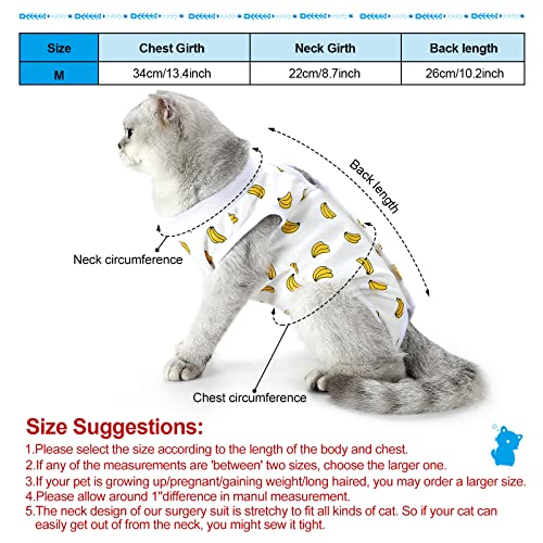 4 Pieces Cat Recovery Suits Cotton Recovery Body Wraps Breathable Kittens Recovery Clothes for Cats Small Dogs Abdominal Recovery Weaning (Banana, Football, Strawberry, Donut,M)