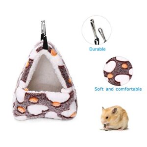 Petmolico Winter Warm Plush Guinea Pig Tent Bed, Small Pet Hanging Hammock Bed Nest Cage Accessories Hamster Bedding Hideout Playing Sleeping, Brown Heart - Medium Size