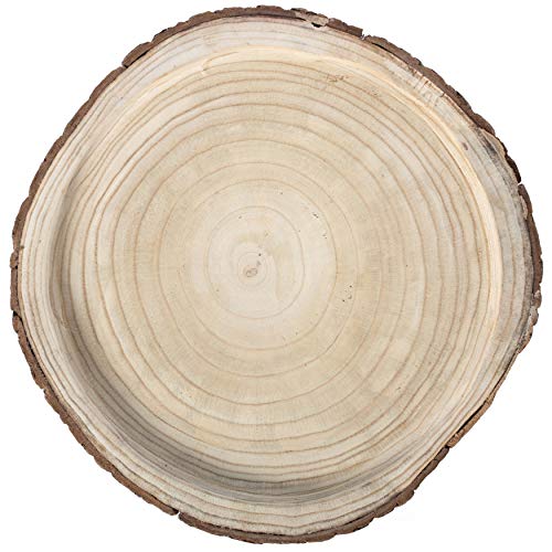 Wood Tree Bark Indented Display Tray Serving Plate Platter Charger - 16 Inch Dia