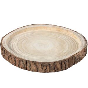 Wood Tree Bark Indented Display Tray Serving Plate Platter Charger - 16 Inch Dia