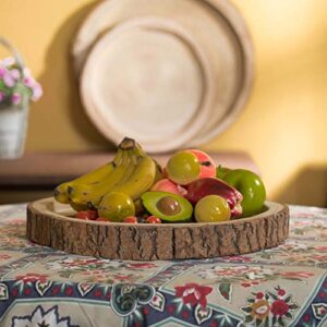 Wood Tree Bark Indented Display Tray Serving Plate Platter Charger - 16 Inch Dia