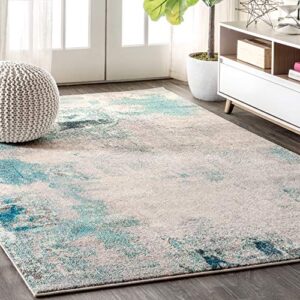 jonathan y ctp104a-9 contemporary pop vintage modern abstract area rug bedroom kitchen living room indoor decor, 104 inches x 144 inches, cream/blue