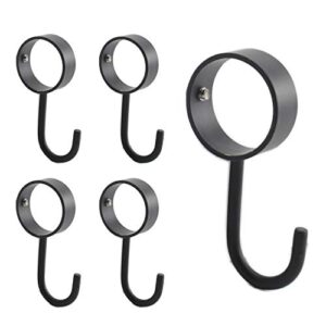 ulifestar stainless steel closet rod hooks, heavy duty utility hooks for hanging pots,pans,mugs,towels,oven mitts,adjustable j typed kitchen hooks fit for 32mm rod 5 pack black