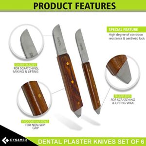 Dental Fahenstock Large, Small Knife, Cynamed Plaster Alignate Spatula and Knife Mixing Modeling Labratory Restorative Instruments 6 Pcs