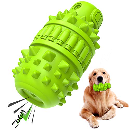PIFFZEDO Dog Toy for Aggressive Chewer Large Medium Nearly Indestructible Super Chew Dog Toys Squeaky Dog Birthday Toy Dog Toothbrush Interactive Tough Durable Dog Toys Natural Rubber(Green,Large)