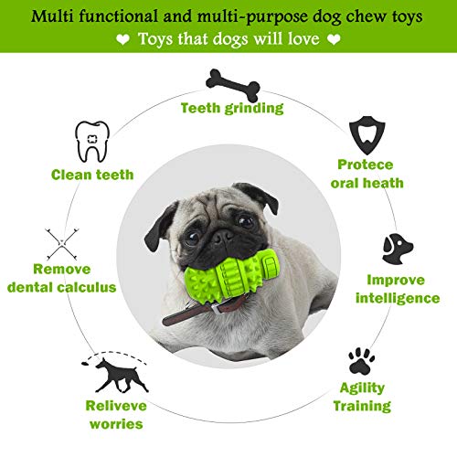 PIFFZEDO Dog Toy for Aggressive Chewer Large Medium Nearly Indestructible Super Chew Dog Toys Squeaky Dog Birthday Toy Dog Toothbrush Interactive Tough Durable Dog Toys Natural Rubber(Green,Large)
