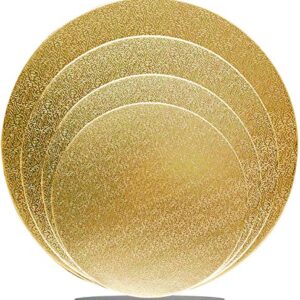 8 Pack Golden Cake BoardsRound Cake Circles 6, 8, 10, 12 Inch Cake Base Cardboard, 2 of Each Size Set for Baking Cake