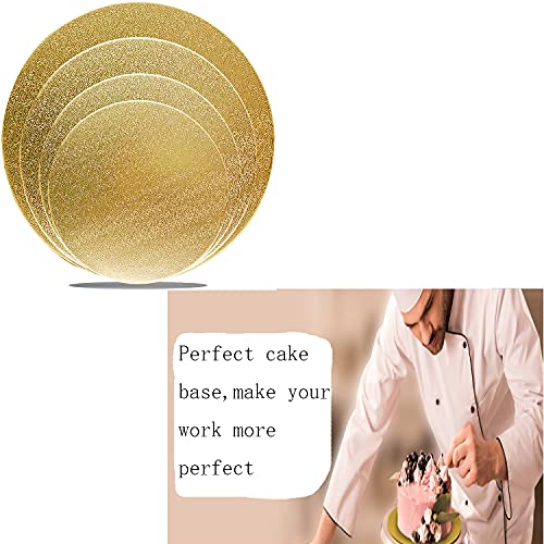 8 Pack Golden Cake BoardsRound Cake Circles 6, 8, 10, 12 Inch Cake Base Cardboard, 2 of Each Size Set for Baking Cake