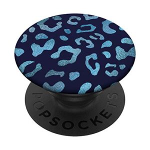 blue leopard cheetah navy blue popsockets swappable popgrip