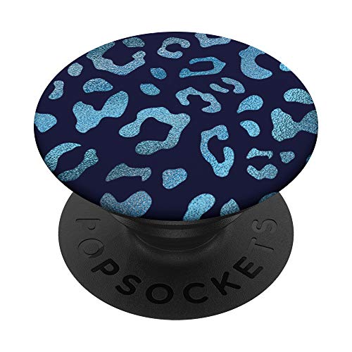 Blue Leopard Cheetah Navy Blue PopSockets Swappable PopGrip