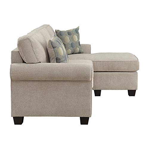 Lexicon Pescadero Fabric Reversible Sofa Chaise with 2 Pillows, 82" W, Sand