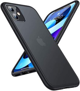 torras 𝗨𝗽𝗴𝗿𝗮𝗱𝗲𝗱 iphone 11 phone case, shockproof iphone 11 case, military grade drop protection, protective hard back slim translucent case for iphone 11 6.1'', frosted black-guardian series