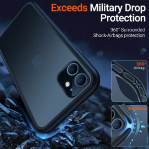 TORRAS 𝗨𝗽𝗴𝗿𝗮𝗱𝗲𝗱 iPhone 11 Phone Case, Shockproof iPhone 11 Case, Military Grade Drop Protection, Protective Hard Back Slim Translucent Case for iPhone 11 6.1'', Frosted Black-Guardian Series