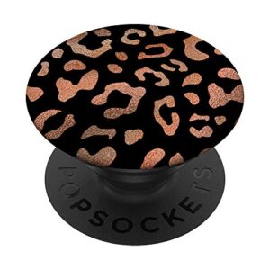 Rose Leopard Cheetah Black PopSockets Swappable PopGrip