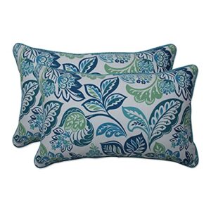 pillow perfect outdoor/indoor dailey opal lumbar pillows, 11.5" x 18.5", blue 2 count