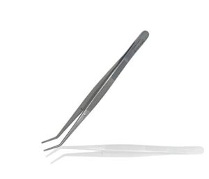cynamed premium dental college tweezer tools-stainless steel with curved serrated tip multipurpose forceps for oral care denture teeth cleaning (1)