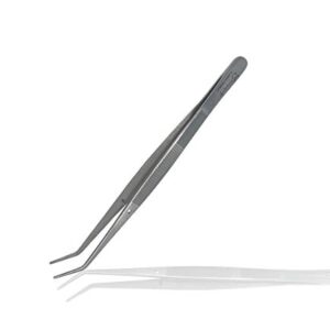 Cynamed Premium Dental College Tweezer Tools-Stainless Steel with Curved Serrated Tip Multipurpose Forceps for Oral Care Denture Teeth Cleaning (1)