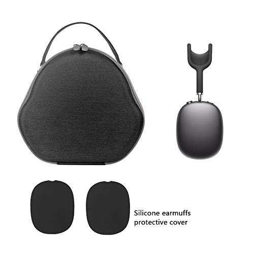 Pinson Hard Carrying Travel Case for AirPod Max Headphones, with Silicone Earpads Cover for AirPod Max (Black)