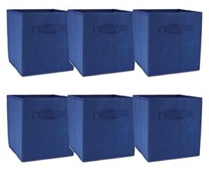 homesto 11-inch fabric foldable storage cubes organizer with handles - collapsible bins - convenient for organizing clothes or kids toy cubby (navy, 6 pack)