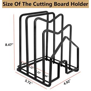 Cutting Board Organizer, Chopping Board Holder Stand Pot Lid Storage Rack for Kitchen Countertop Cabinet Flat Steel 4.92" x 5.71" x 8.47" (Black)