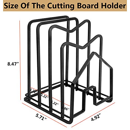 Cutting Board Organizer, Chopping Board Holder Stand Pot Lid Storage Rack for Kitchen Countertop Cabinet Flat Steel 4.92" x 5.71" x 8.47" (Black)