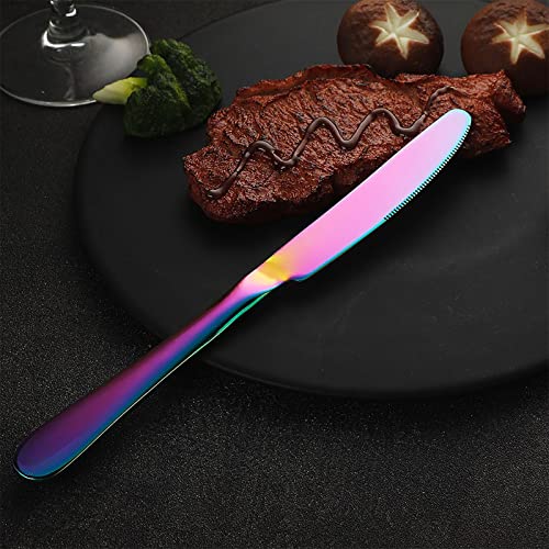 Rainbow Flatware Cutlery Silverware Set 20 Pieces, Stainless Steel Colorful Utensils, Tableware Set Service for 4, Include Knife/Fork/Spoon, Reusable, Mirror Polished, Dishwasher Safe