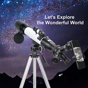 Telescope for Astronomy Beginners, 20-167X HD Telescope for Kids Adults, Rotable Lens, 60mm Aperture 500mm AZ Mount, with Carry Bag, Phone Adapter, Ajustable Tripod