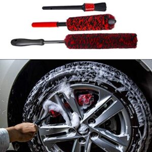 yisharry li car wheel brush kit (3 pack), synthetic soft brush and detail brush