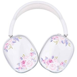 mofree case compatible for airpods max headphones,cute flower clear tpu shock-proof and shatter-resistant protective full cover case for airpods max(pink flower)
