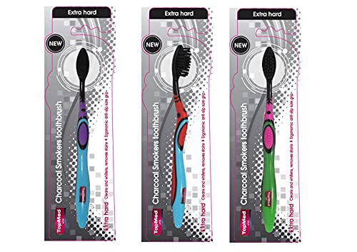 TOPMED ETS Smokers Charcoal Toothbrush Extra Hard (Color May Vary) 1 Count