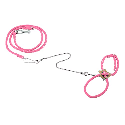 SALUTUYA Small Animal Harness Leash, Squirrel Traction Rope Adjustable Hamster Harness Lightweight for Sugar Glider Squirrel Hedgehog(Pink)