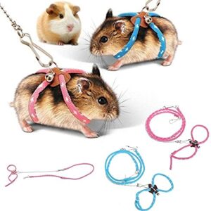 SALUTUYA Small Animal Harness Leash, Squirrel Traction Rope Adjustable Hamster Harness Lightweight for Sugar Glider Squirrel Hedgehog(Pink)