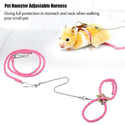 SALUTUYA Small Animal Harness Leash, Squirrel Traction Rope Adjustable Hamster Harness Lightweight for Sugar Glider Squirrel Hedgehog(Pink)