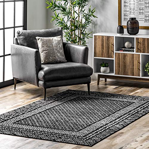 nuLOOM Arabella Contemporary Bordered Area Rug, 4' x 6', Black