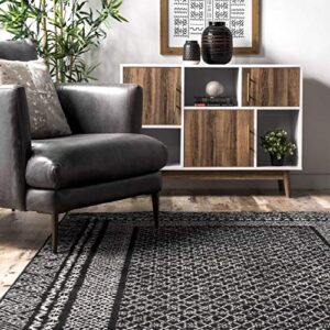 nuLOOM Arabella Contemporary Bordered Area Rug, 4' x 6', Black