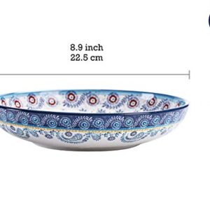 Bico Blue Talavera Ceramic 12 pcs Dinnerware Set, Service for 4, Inclusive of 11 inch Dinner Plates, 8.75 inch Salad Plates and 35oz Dinner Bowls, for Party, Microwave & Dishwasher Safe