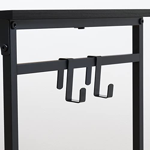 TEAMIX Small Computer Desk 32inch Vanity Table 3D Printer Stand Kitchen Shelf Study Writing Home Office Desk Mini Laptop Desk with Hooks Small Spaces Black Metal Frame (Black, 32x16x30 inch)…