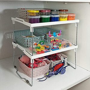 ums Plastic Kitchen Cabinet Shelf organizer- stackable, useable for your spice, fridge, shelf, freezer, pantry (28X30 cm) (Pack of 2)