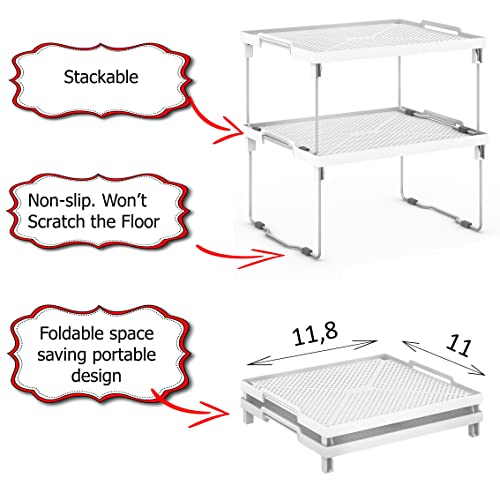 ums Plastic Kitchen Cabinet Shelf organizer- stackable, useable for your spice, fridge, shelf, freezer, pantry (28X30 cm) (Pack of 2)