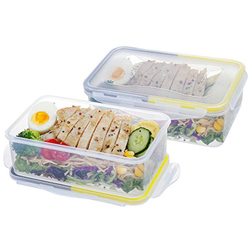 KIGI [2 PACK] 38.9 OZ Food Storage Containers with Lids Rectangular Leak-Proof Bento Box Airtight Meal Prep Containers,BPA FREE,Microwave Safe