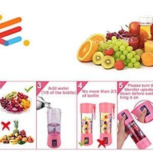 AKHUND Portable Blender Travel Juicer Smoothie Juicer Cup - Six Blades in 3D, 13oz Fruit Mixing Machine with 2000mAh USB Rechargeable Batteries, Ice Tray, Detachable Cup