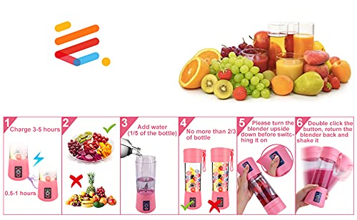 AKHUND Portable Blender Travel Juicer Smoothie Juicer Cup - Six Blades in 3D, 13oz Fruit Mixing Machine with 2000mAh USB Rechargeable Batteries, Ice Tray, Detachable Cup