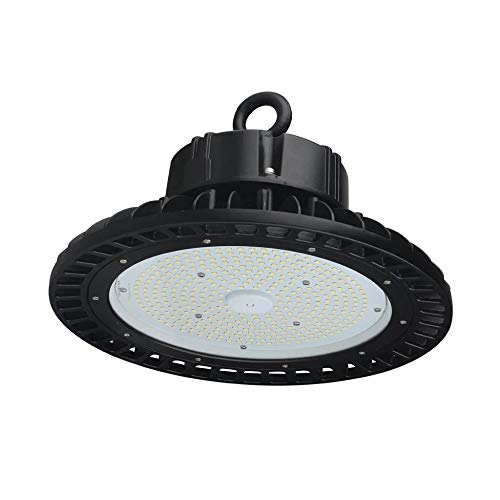 LEDMyplace UFO LED High Bay Light 150W 5700K Daylight White 21750lm IP65 1-10V Dimmable for Commercial Shop Light Factory Workshop Barn Warehouse Garage