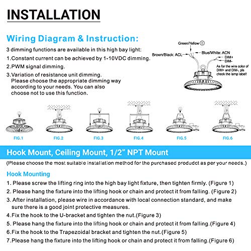 LEDMyplace UFO LED High Bay Light 150W 5700K Daylight White 21750lm IP65 1-10V Dimmable for Commercial Shop Light Factory Workshop Barn Warehouse Garage