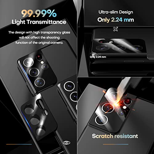 TAURI [2+2 Pack Designed for Samsung Galaxy S21 Ultra 5G 6.8 - inch, 2 Pack Flexible TPU Screen Protector + 2 Pack Camera Lens Protector Support Fingerprint Unlock Easy Installation Bubble Free