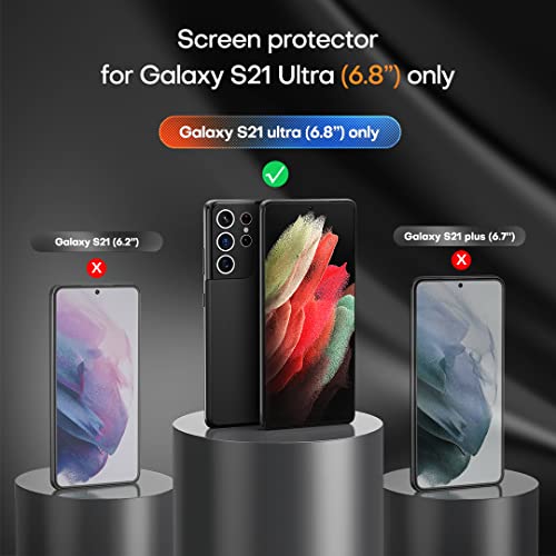 TAURI [2+2 Pack Designed for Samsung Galaxy S21 Ultra 5G 6.8 - inch, 2 Pack Flexible TPU Screen Protector + 2 Pack Camera Lens Protector Support Fingerprint Unlock Easy Installation Bubble Free