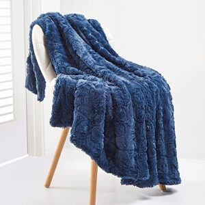 faux fur throw blanket for bed, sofa and couch - luxury double sided soft blanket - fuzzy blankets & throws warm blanket - cozy blanket – 50 x 65 inches