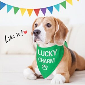 Weewooday 2 Pieces St. Patrick's Day Dog Bandanas Set Include Kiss Me I'm Irish Dog Scarf Shamrock Leaf Dog Bandana Irish Clover Triangle Bib and Green Bandana